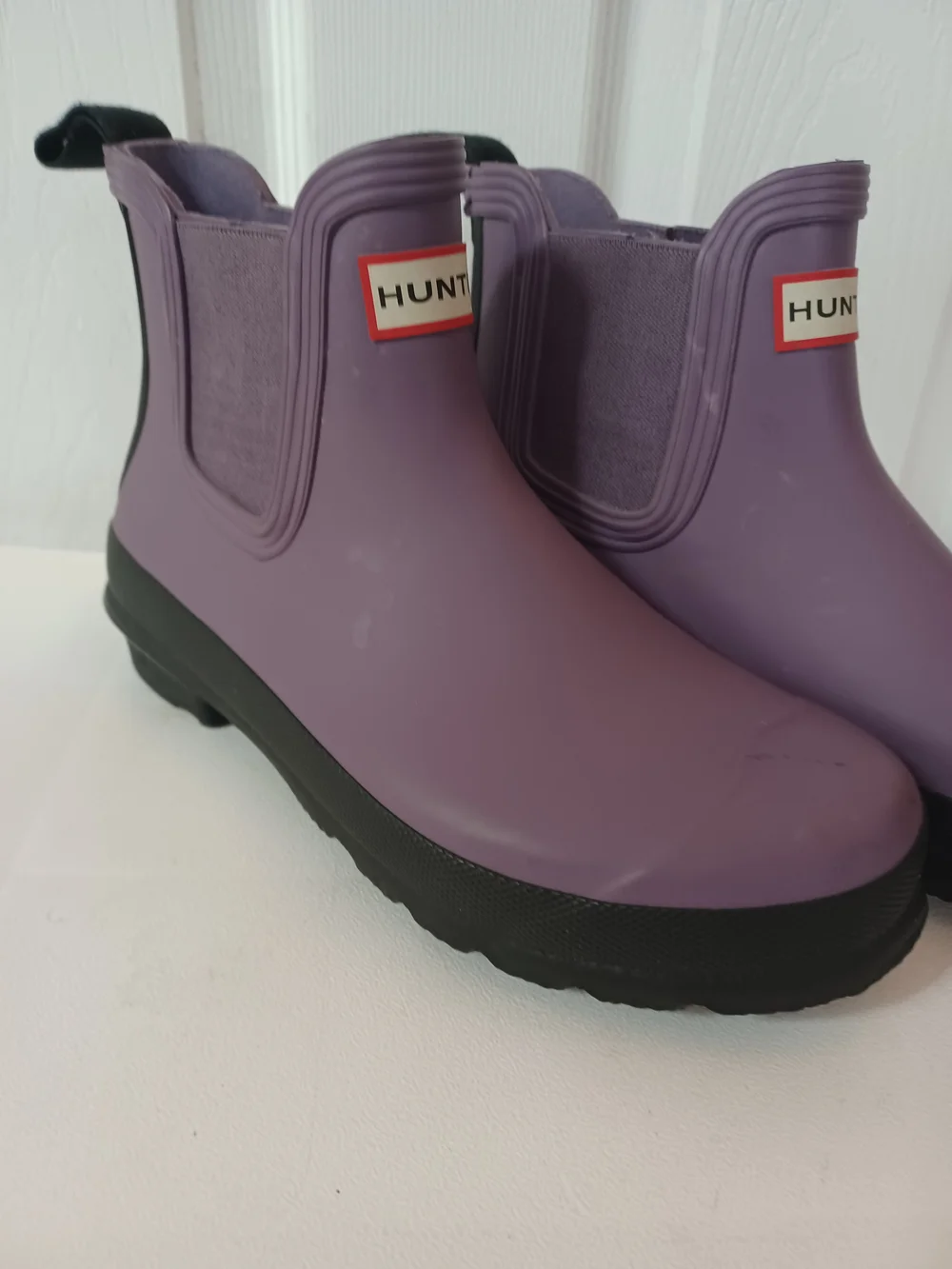 Hunter Original Waterproof Chelsea Ankle Rain Boots Purple Thistle Matte Size 7